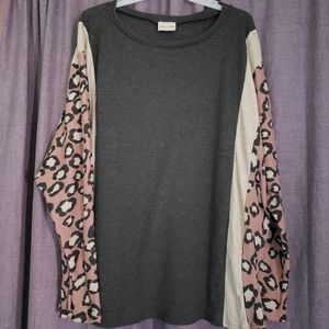 Animal Print Waffle Top - S